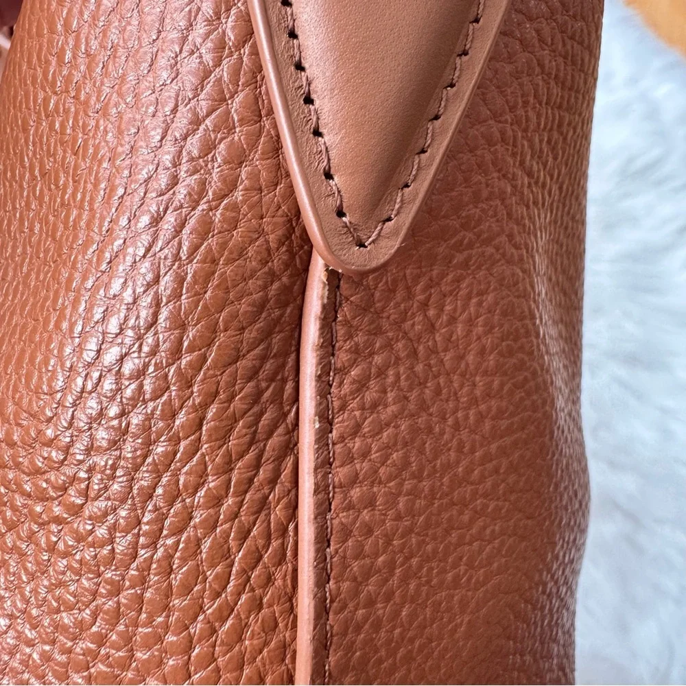 Sam Edelman Bay Large Leather Hobo Bag Chainlink Strap Caramel NWT